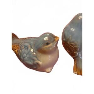 Vintage Ceramic Decorative Blue and Orange Bird Salt and Pepper Shakers